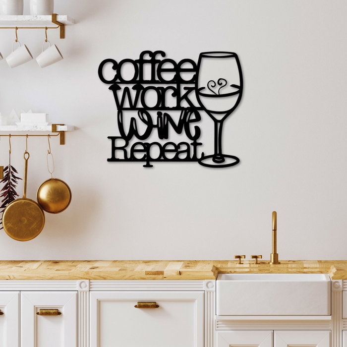 Wallity Coffee Repeat Escultura de Pared de Metal Negra